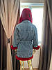Джинсова куртка з капюшоном, хутро кролика всередині, фото 4