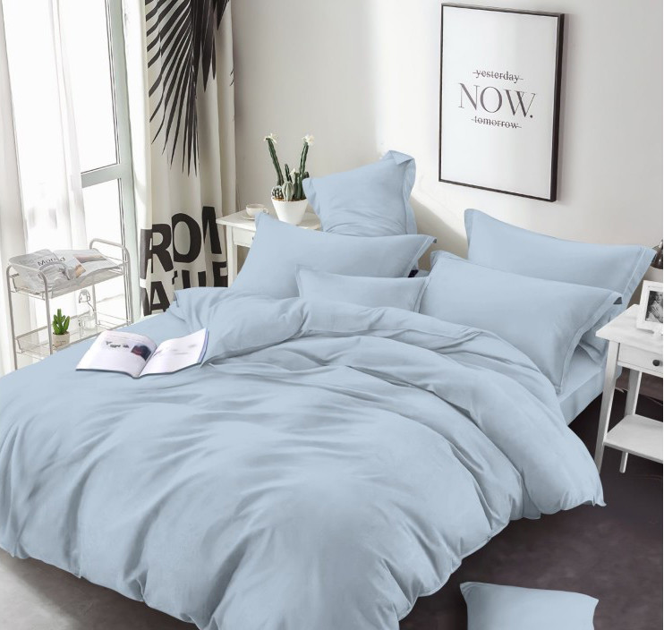 Блакитна Бязь Gold Lux, бавовняна однотонна тканина 220 см для пошиття постільної білизни, рулон 50 м, Пакистан