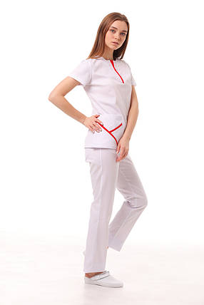 Медичний костюм Турин Білий-червоний, фото 2