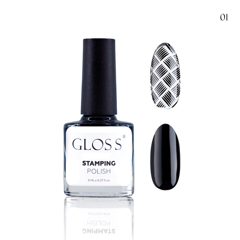 Лак для стемпінгу GLOSS Stamping polish 01 чорний, 8 мл