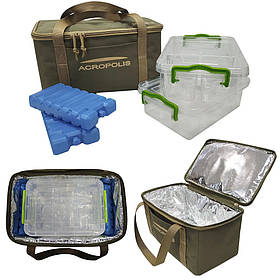 Термосумка на 10 л. з 2-ма акумуляторами холоду та контейнерами для їжі. Acropolis ТСТ-5у. Сумка холодильник