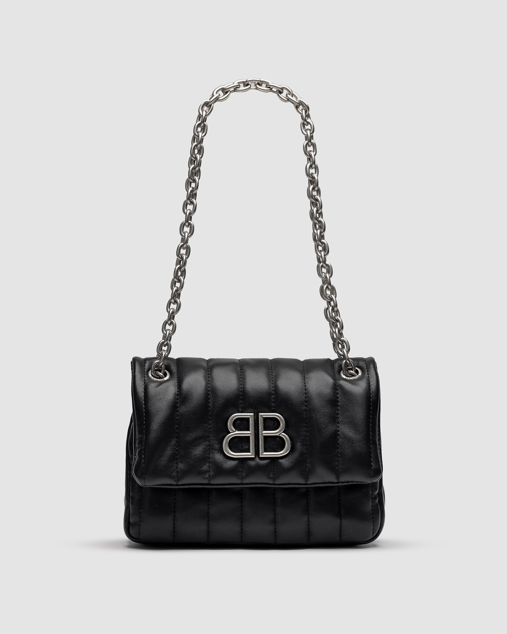 Жіноча сумка Balenciaga Monaco Mini Chain Bag Black/Silver (чорна) красива сумочка KIS99446 топ