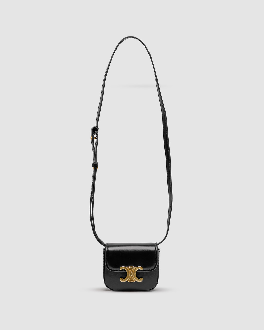 Жіноча сумка Celine Triomphe Mini Claude Shoulder Bag Black (чорна) елегантна зручна сумочка KIS99515 топ