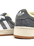 Чоловічі зимові кросівки Adidas Campus 00s Premium Fur Grey (сірі) стильні замшеві на хутрі art296 топ, фото 6