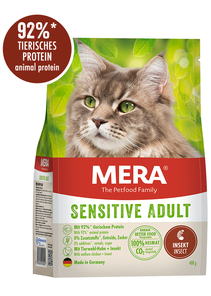 Сухий корм для дорослих котів із чутливим травленням з протеїном комах MERA Cats Sensitive Adult Insect, 400 г, фото 1