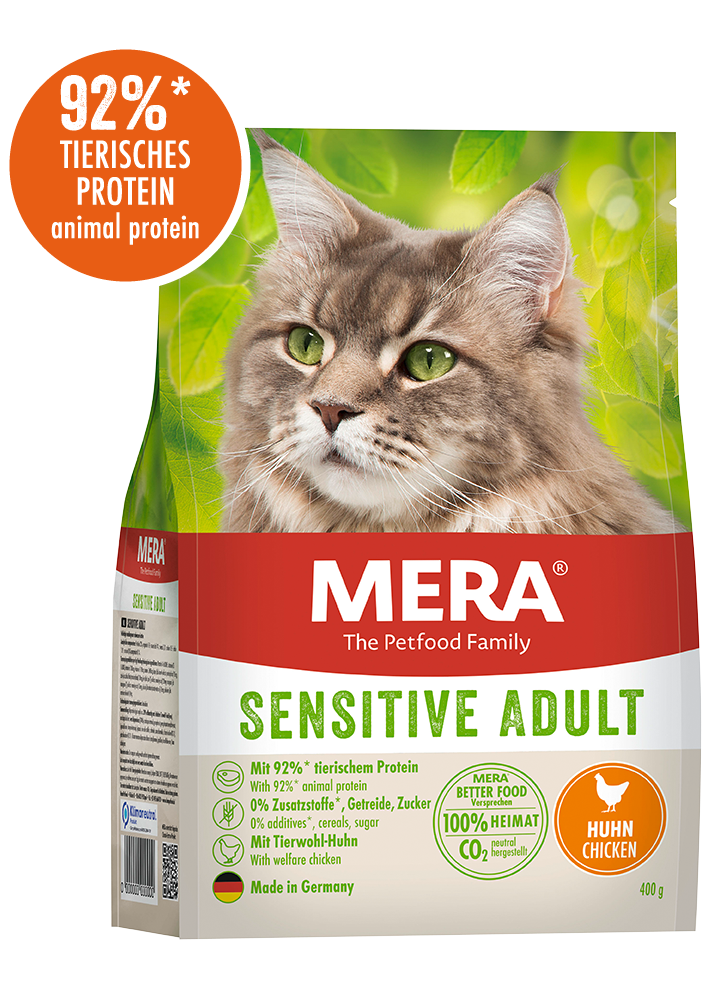 Сухий корм для дорослих котів із чутливим травленням з куркою MERA Cats Sensitive Adult Сhicken (Huhn), 2 кг, фото 1