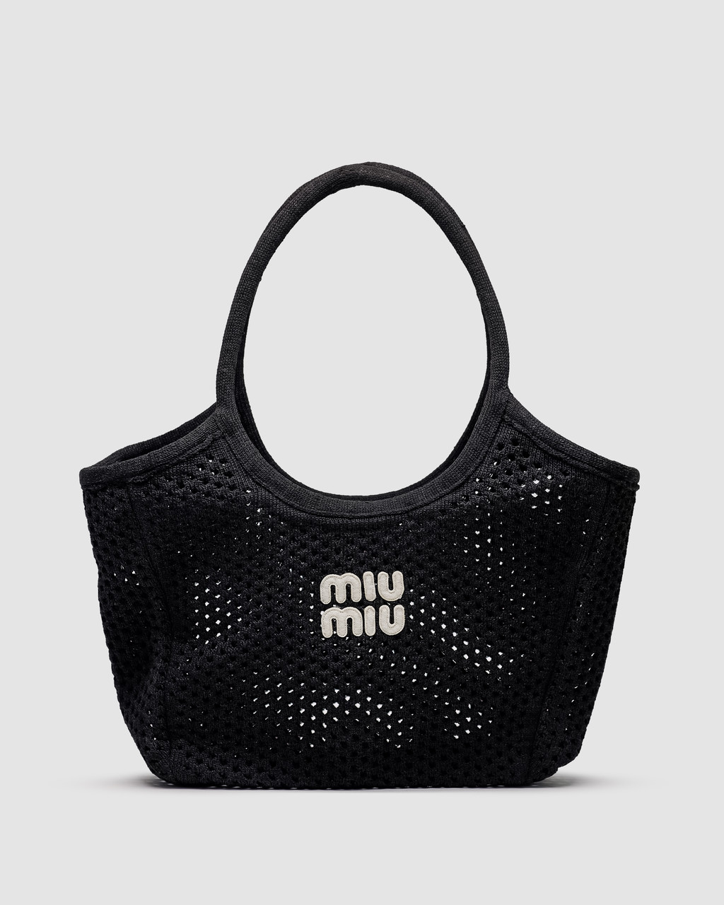 Жіноча сумка Miu Miu Raffia And Linen Tote Bag Black (чорна) зручна повсякденна сумочка KIS99502 vkross