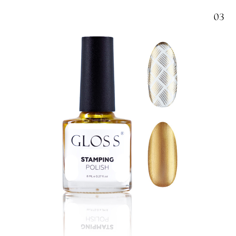 Лак для стемпінгу GLOSS Stamping polish 03 жовтий перламутровий, 8 мл
