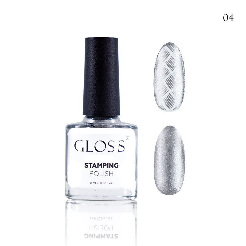 Лак для стемпінгу GLOSS Stamping polish 04 сірий перламутровий, 8 мл