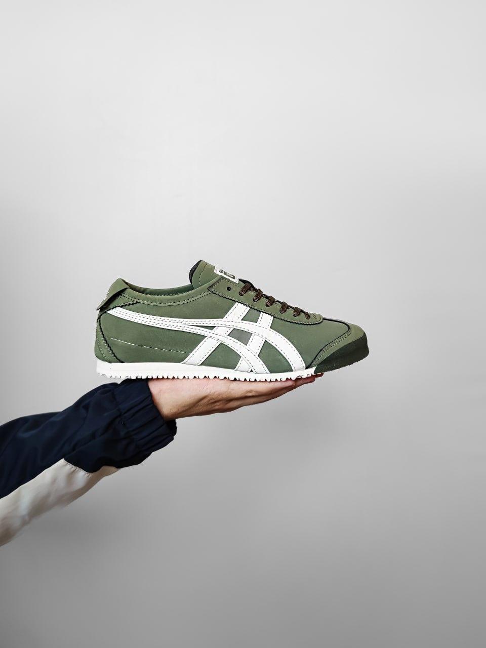 Чоловічі спортивні кросівки Asics Onitsuka Tiger Mexico 66 Mantle Green (зелені з білим) модні AS099 Асікс vkross