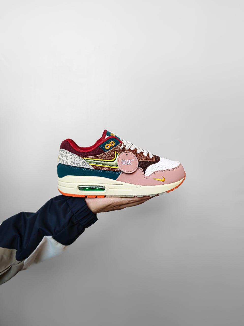 Чоловічі спортивні кросівки Nike Air Max 1 87 Luxe University Of Oregon (біло-рожеві) стильні NK699 Найк vkross