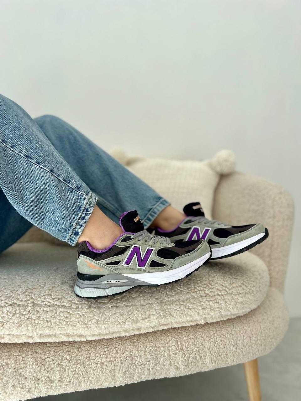 Жіночі демісезонні кросівки New Balance 990 black violet (чорні з фіолетовим) спортивні кроси ar528 НБ vkross