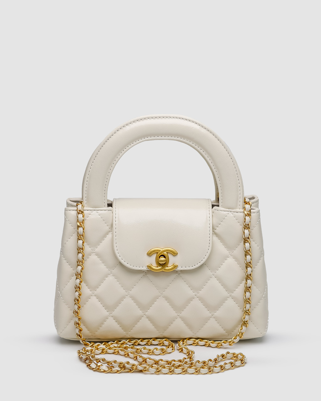 Жіноча сумка Chanel Kelly Bag Shiny Aged Calfskin Cream & Gold Hardware (кремова) розкішна сумочка KIS99480 vkross