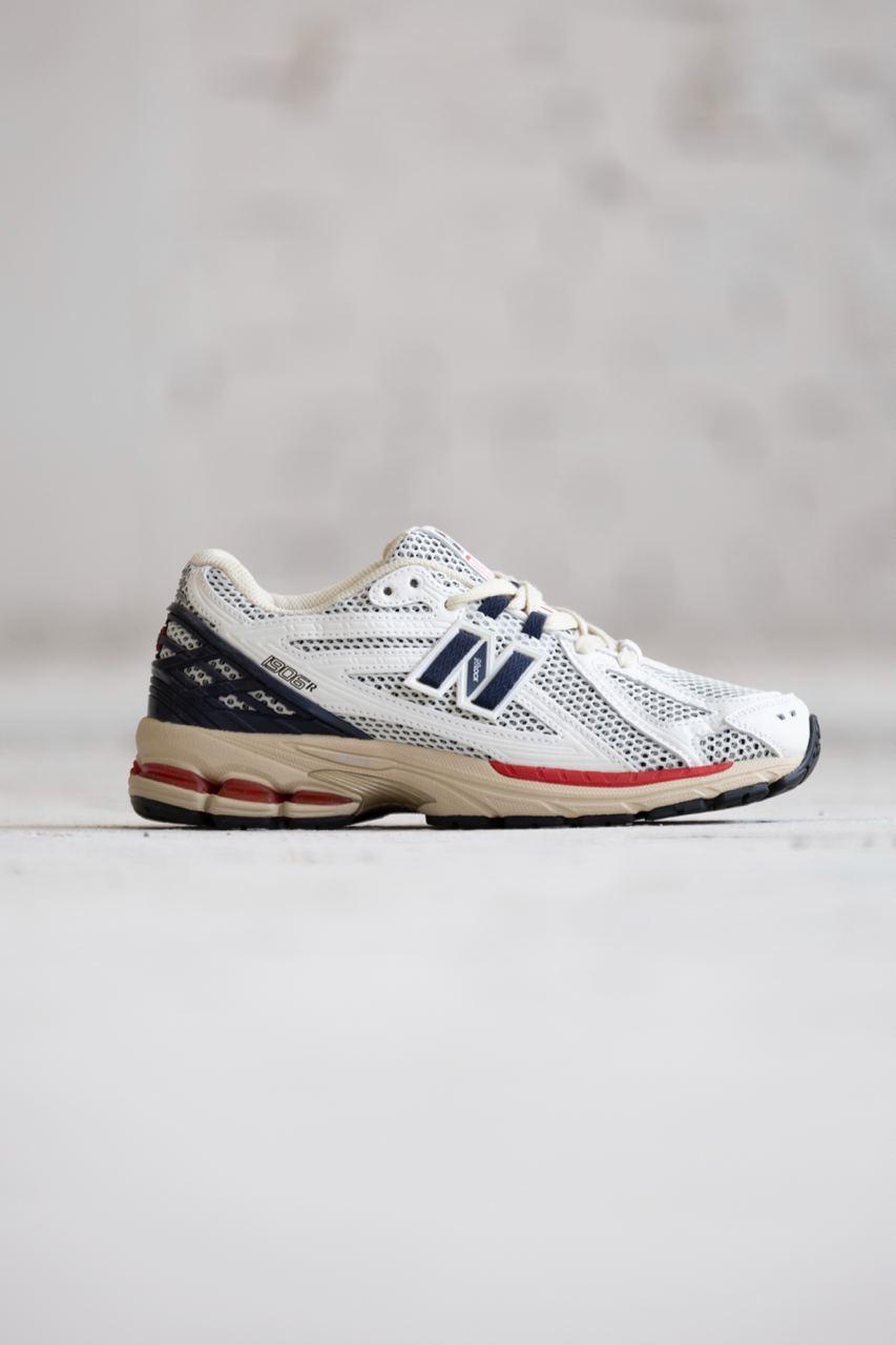 Чоловічі спортивні кросівки New Balance 1906R Grey Beige Blue Red (бежеві із синім) стильні art0858 НБ vkross, фото 1