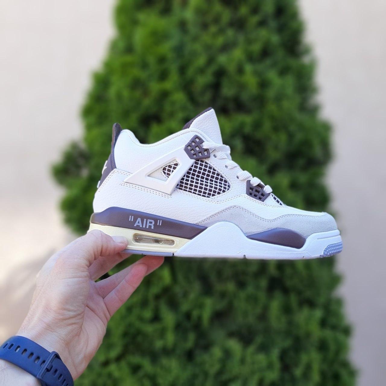 Чоловічі кросівки Nike Air Jordan 4 (білі з коричневим) модні повсякденні кроси 10986 Найк vkross