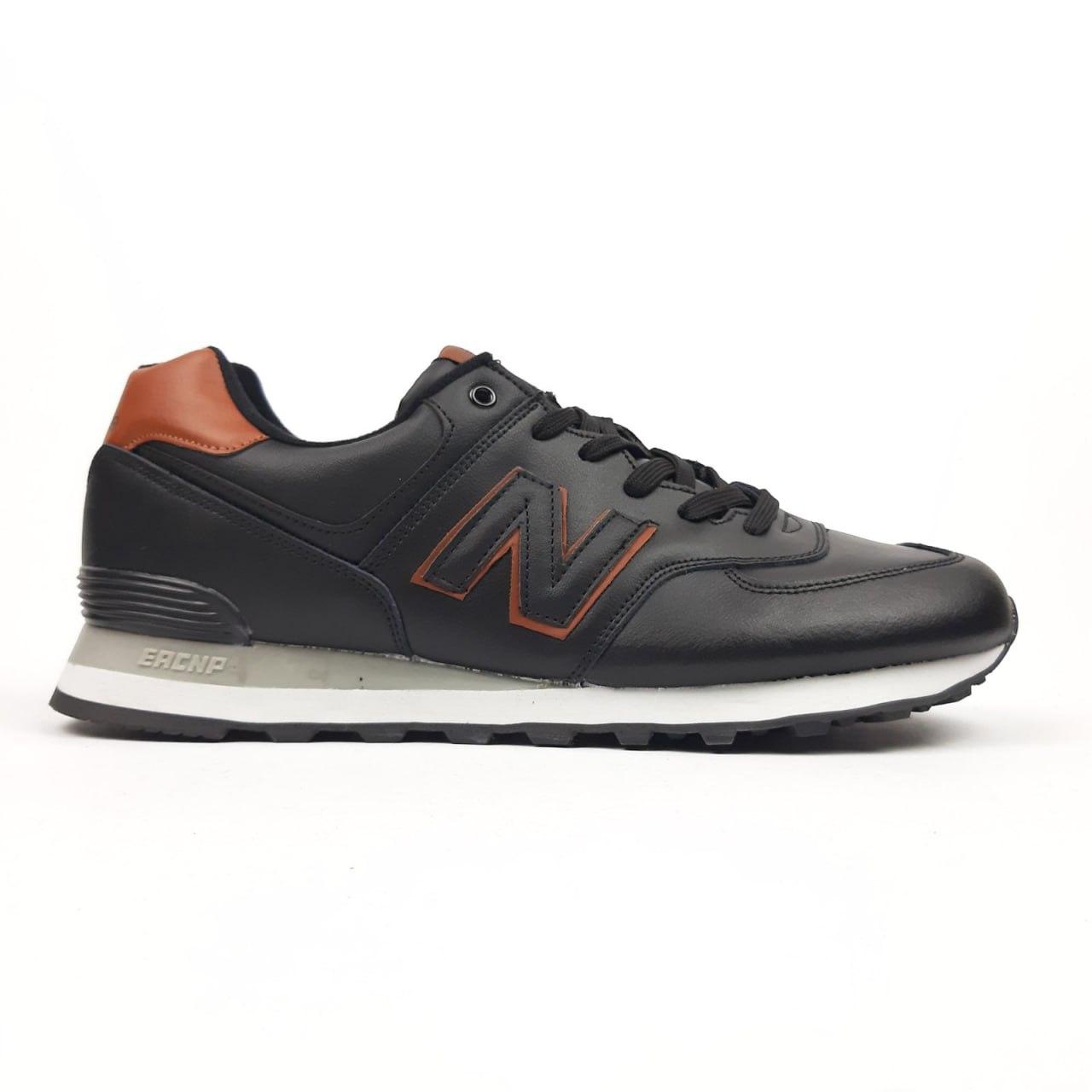 Чоловічі кросівки New Balance 574 (чорні з коричневим) спортивні кроси 11335 Нью Беленс vkross