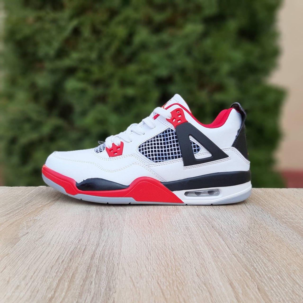 Чоловічі кросівки Nike Air Jordan 4 (білі з червоним) модні повсякденні кроси 11168 Найк vkross