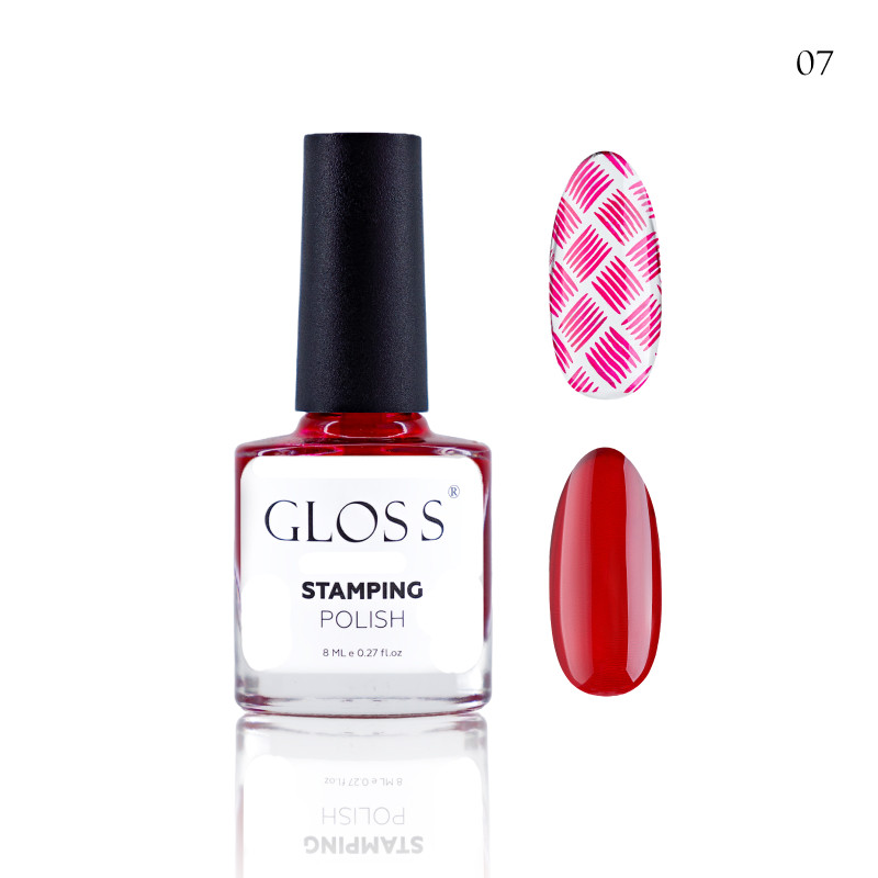 Лак для стемпінгу GLOSS Stamping polish 07 насичений вишневий, 8 мл