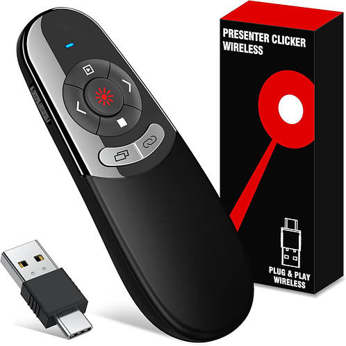 2-в-1 USB-кликер для презентаций типа C с указателем красного цвета ...