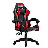 Комп'ютерне крісло з екошкіри + 2 подушки ENZO чорне з червоним, фото 3