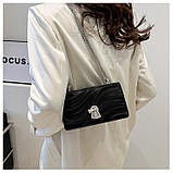 Жіноча класична сумка 6078 клатч на ланцюжку чорна, фото 6