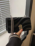 Жіноча класична сумка 6078 клатч на ланцюжку чорна, фото 2