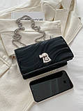 Жіноча класична сумка 6078 клатч на ланцюжку чорна, фото 7