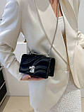 Жіноча класична сумка 6078 клатч на ланцюжку чорна, фото 5