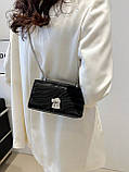 Жіноча класична сумка 6078 клатч на ланцюжку чорна, фото 4