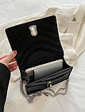 Жіноча класична сумка 6078 клатч на ланцюжку чорна, фото 3