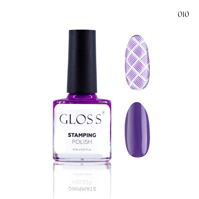 Лак для стемпінгу GLOSS Stamping polish 10 баклажановий, 8 мл