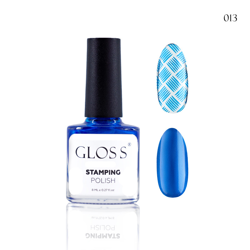 Лак для стемпінгу GLOSS Stamping polish 13 синій перламутровий, 8 мл