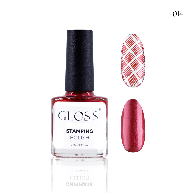 Лак для стемпінгу GLOSS Stamping polish 14 вишневий перламутровий, 8 мл