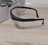 Захисні окуляри Werk 20002 прозорий пластик з регульованою висувною дужкою Боковий і верхній захист органів зору при роботах, фото 3