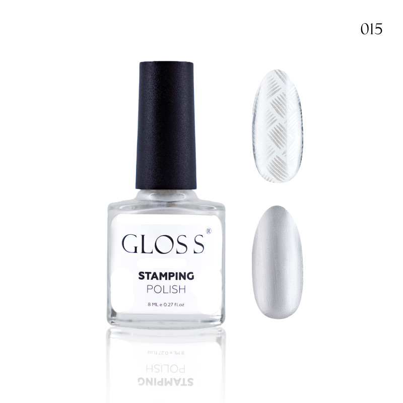 Лак для стемпінгу GLOSS Stamping polish 15 білий перламутровий, 8 мл