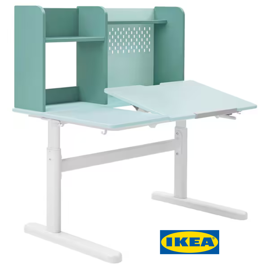 Дитячий письмовий стіл IKEA BERGLÄRKA 100х70 см Біло-бірюзовий 995.664.81