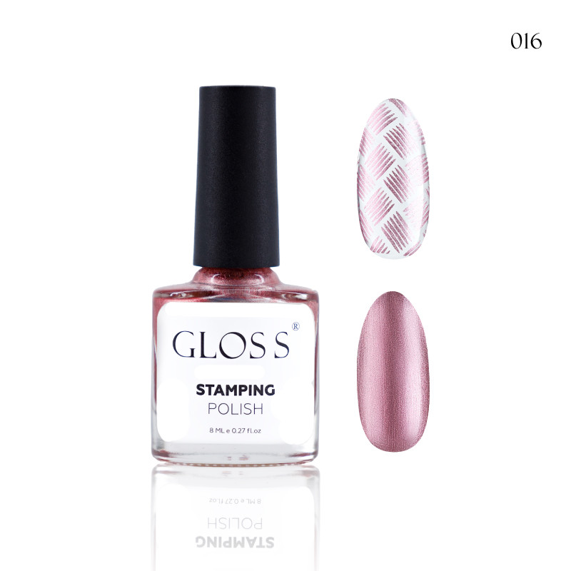 Лак для стемпінгу GLOSS Stamping polish 16 рожевий перламутровий, 8 мл