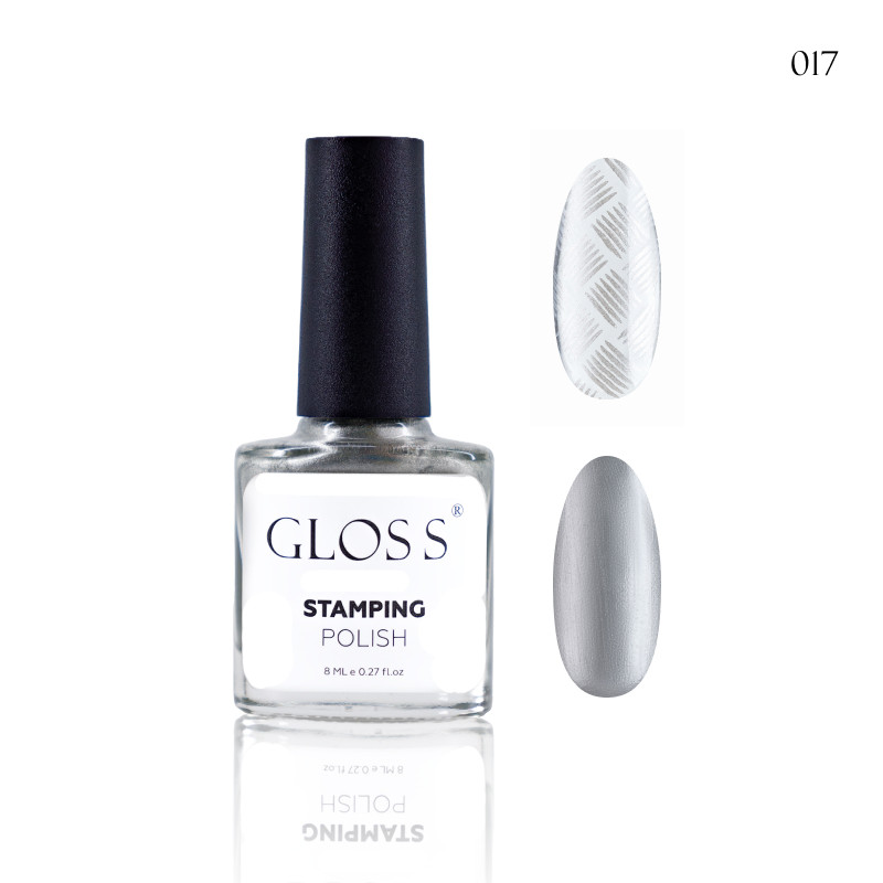 Лак для стемпінгу GLOSS Stamping polish 17 срібний перламутровий, 8 мл