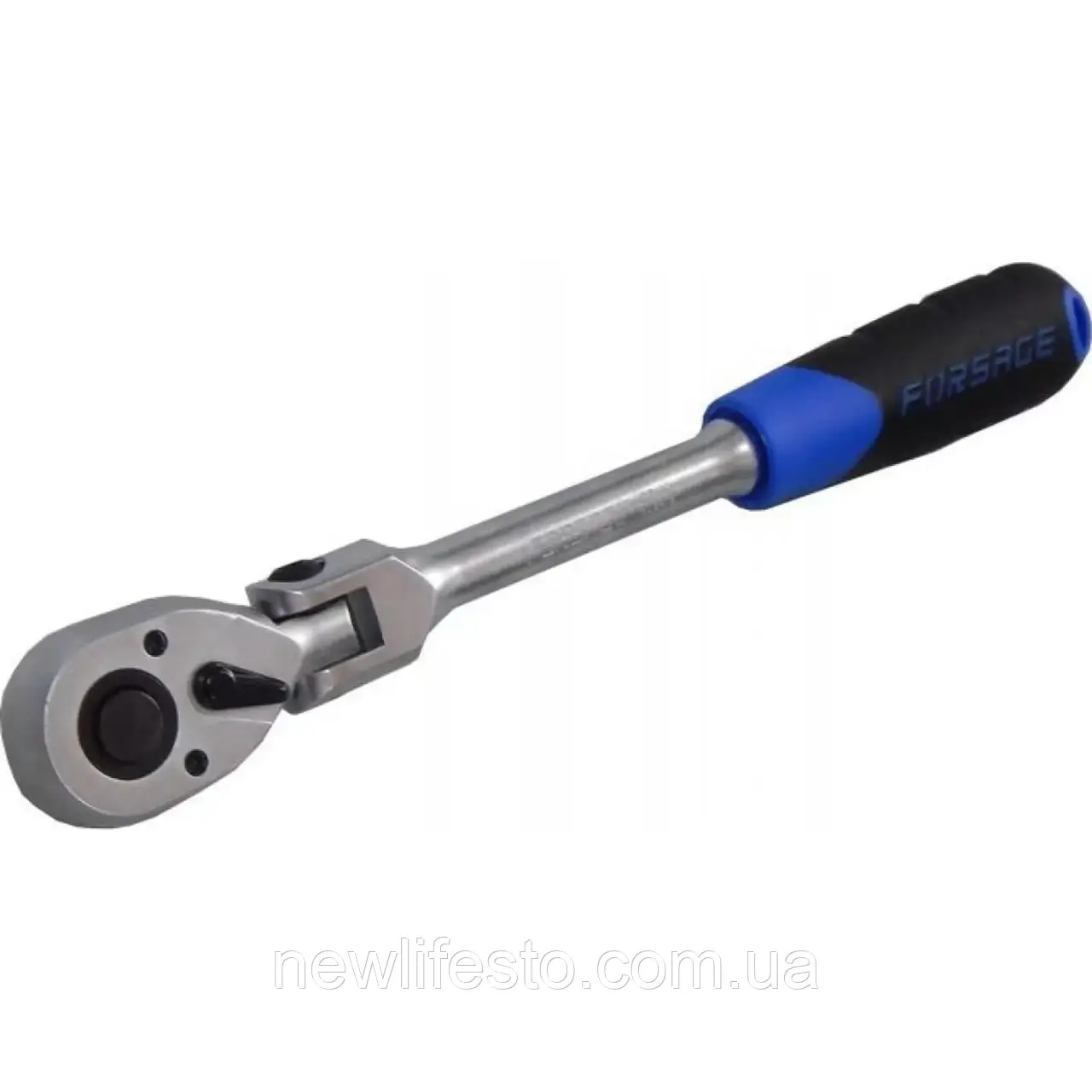 Тріскачка реверсивна, шарнірна 1/4" L-200мм з гумовою ручкою (72зуб) Forsage F-802218