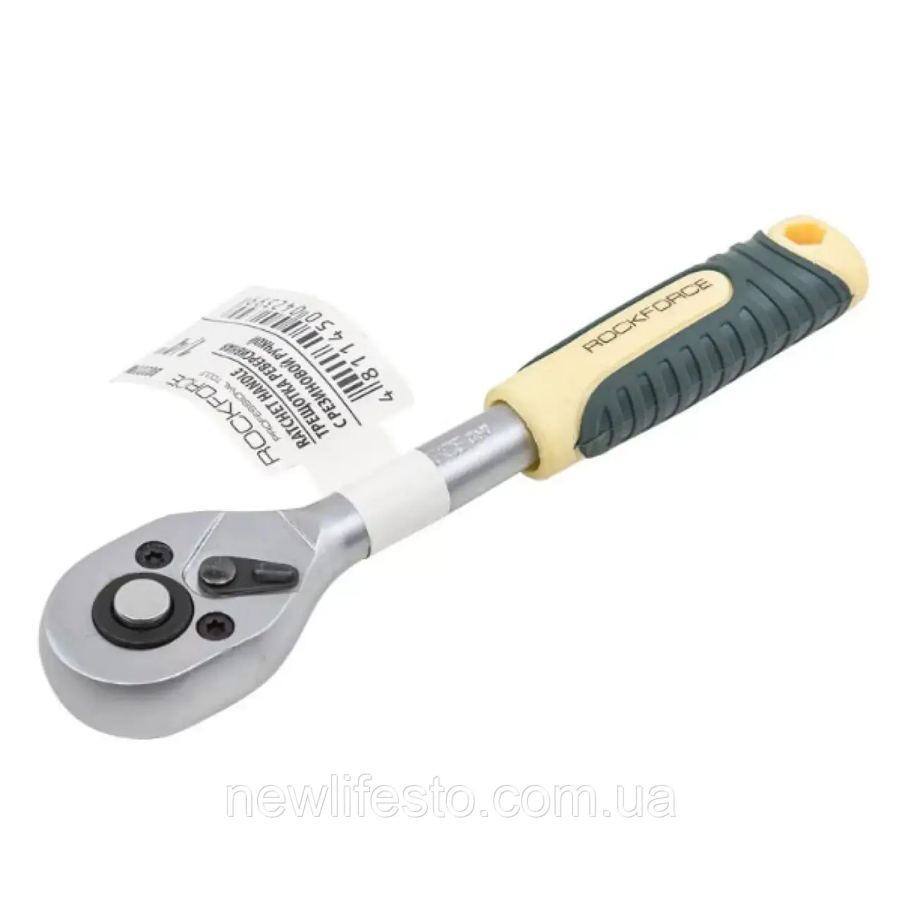 Трещітка 1/4" реверсивна з гумовою ручкою (L-150мм, 48зуб) Rockforce RF-80222W