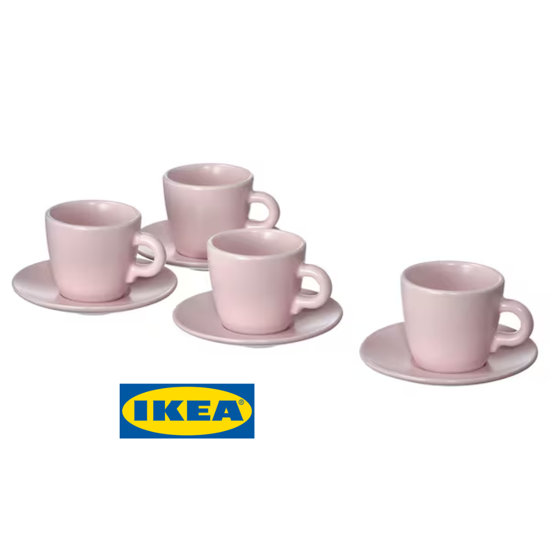 Набір чашок із блюдцями IKEA FÄRGKLAR Висота - 6 см Рожеві 004.781.86