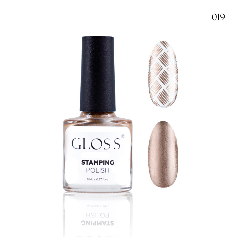 Лак для стемпінгу GLOSS Stamping polish 19 персиковий перламутровий, 8 мл