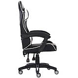 Комп'ютерне крісло з екошкіри + 2 подушки ENZO чорне з білим, фото 4