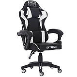 Комп'ютерне крісло з екошкіри + 2 подушки ENZO чорне з білим, фото 3
