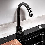 Чорна кухонна мийка "ВОДОСПАД", мийка з PVD покриттям з VIP-комплектом, фото 5