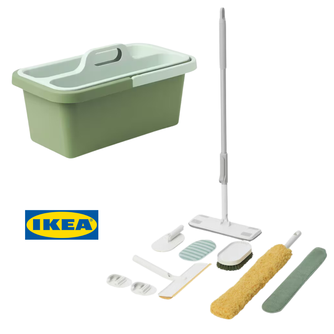 Набір для прибирання + відро IKEA PEPPRIG 8 предметів Різні кольори