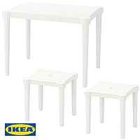 Набір дитячих меблів: стіл + два табурети IKEA UTTER Білий 3 предмети
