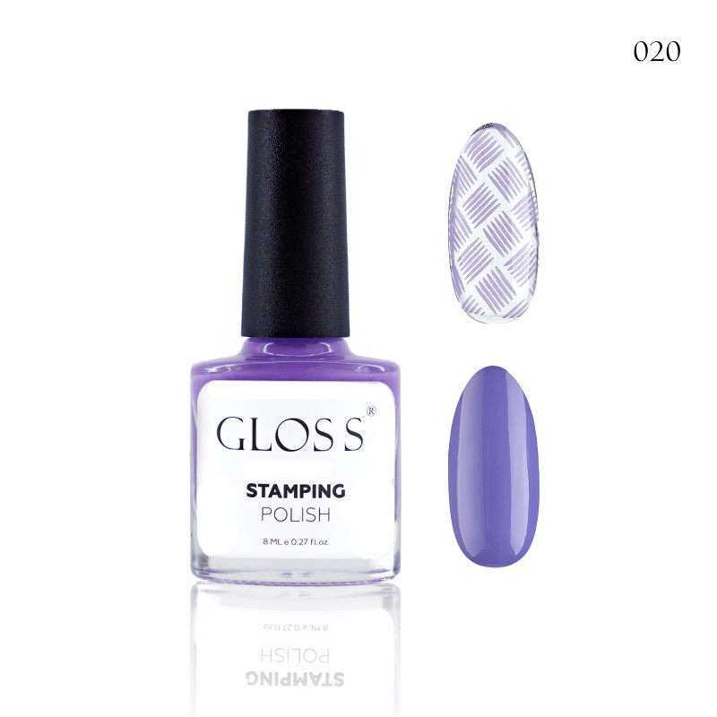 Лак для стемпінгу GLOSS Stamping polish 20 лавандовий, 8 мл