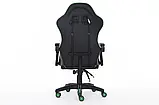 Комп'ютерне крісло з екошкіри + 2 подушки ENZO чорне з зеленим, фото 7