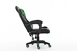 Комп'ютерне крісло з екошкіри + 2 подушки ENZO чорне з зеленим, фото 6